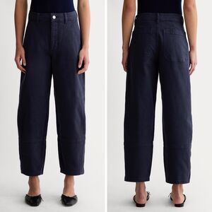 Everlane The Utility Barrel Pants Womens 14R In Navy Blue Cotton Lagenlook Crop